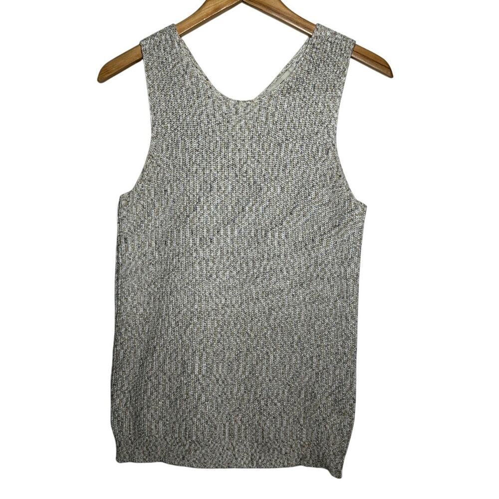 Loft Ann Taylor Top Women M Tan Cream Oatmeal Sweater Vest Knit Fall Academia
